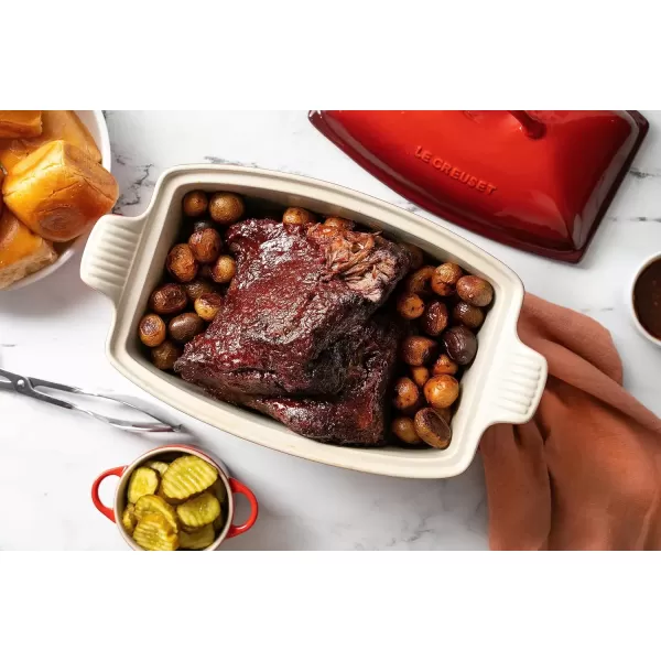 imageLe Creuset Heritage Stoneware Deep Baker with Lid 45 qt CeriseOyster