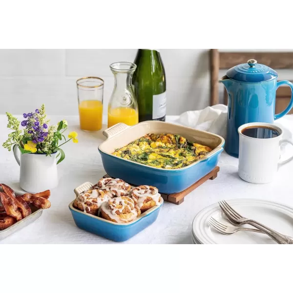 imageLe Creuset Stoneware Heritage Square Dish 3 qt 9quot CeriseCaribbean