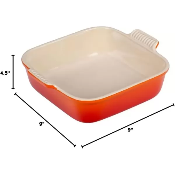 imageLe Creuset Stoneware Heritage Square Dish 3 qt 9quot CeriseFlame