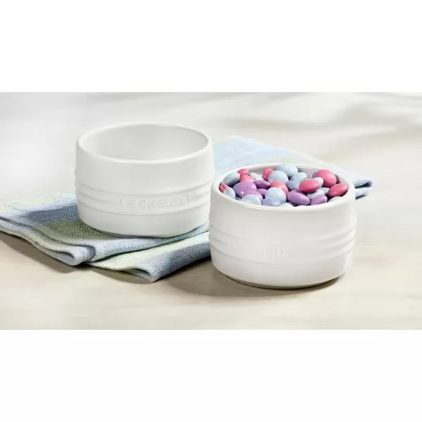 imageLe Creuset Stoneware Round Ramekin Straight Wall Set of 2 675oz Each ShallotSea Salt