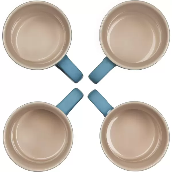 imageLe Creuset Stoneware Set of 4 Mugs 14 oz each OysterCaribbean