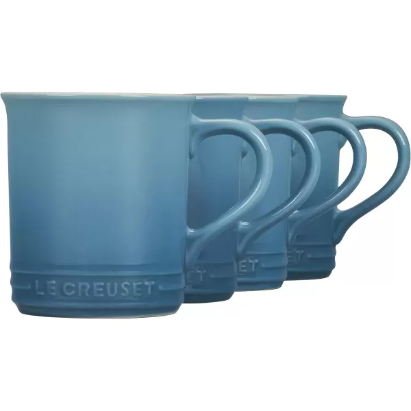 imageLe Creuset Stoneware Set of 4 Mugs 14 oz each OysterCaribbean