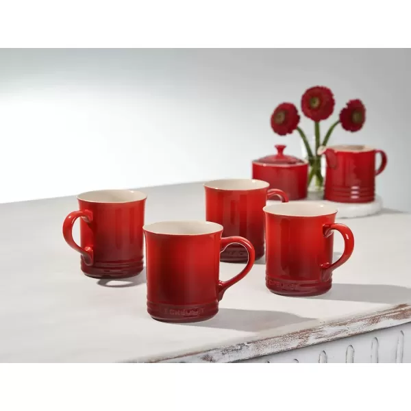 imageLe Creuset Stoneware Set of 4 Mugs 14 oz each OysterCerise