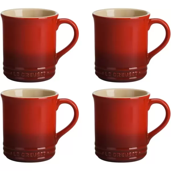 imageLe Creuset Stoneware Set of 4 Mugs 14 oz each OysterCerise