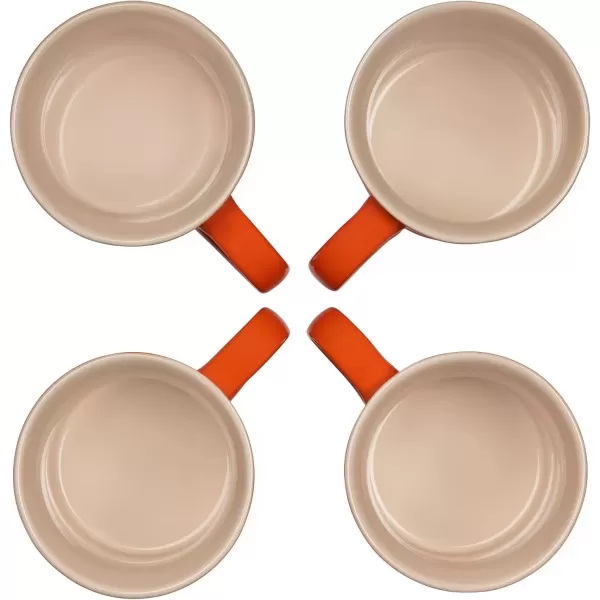 imageLe Creuset Stoneware Set of 4 Mugs 14 oz each OysterFlame