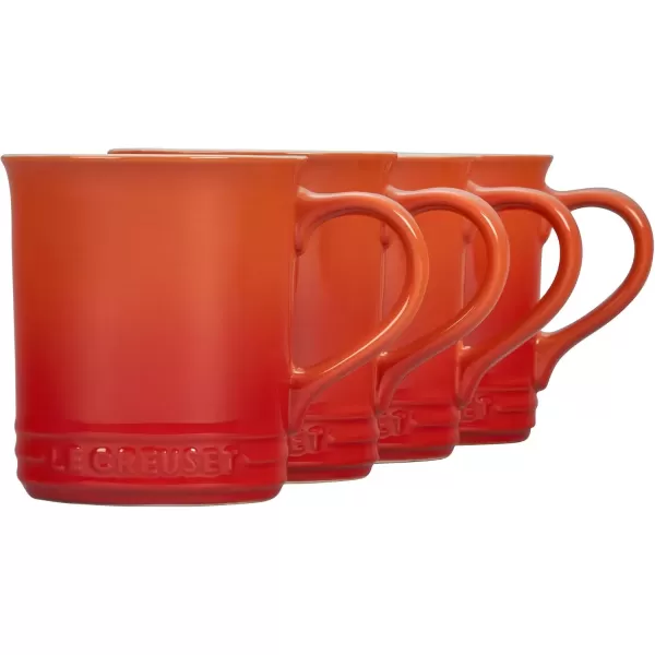 imageLe Creuset Stoneware Set of 4 Mugs 14 oz each OysterFlame