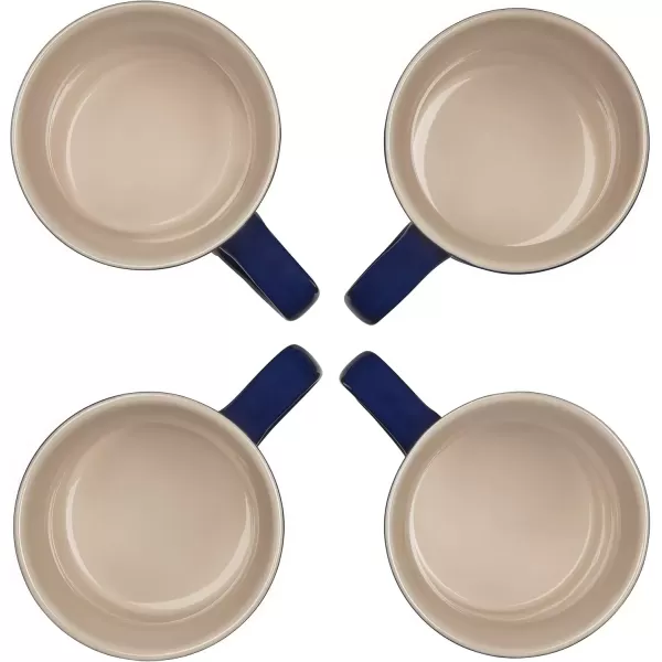 imageLe Creuset Stoneware Set of 4 Mugs 14 oz each OysterIndigo