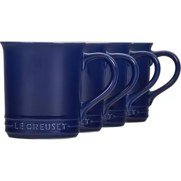 imageLe Creuset Stoneware Set of 4 Mugs 14 oz each OysterIndigo