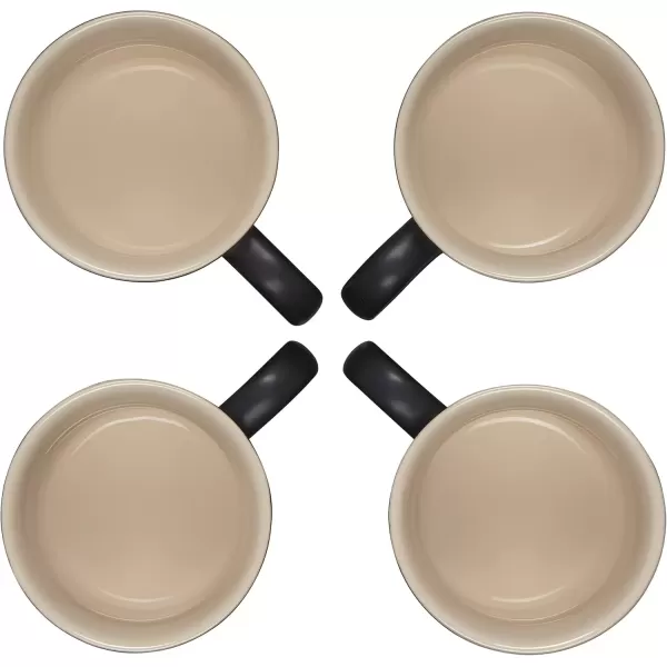 imageLe Creuset Stoneware Set of 4 Mugs 14 oz each OysterLicorice
