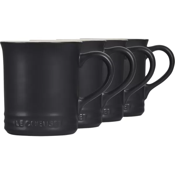 imageLe Creuset Stoneware Set of 4 Mugs 14 oz each OysterLicorice