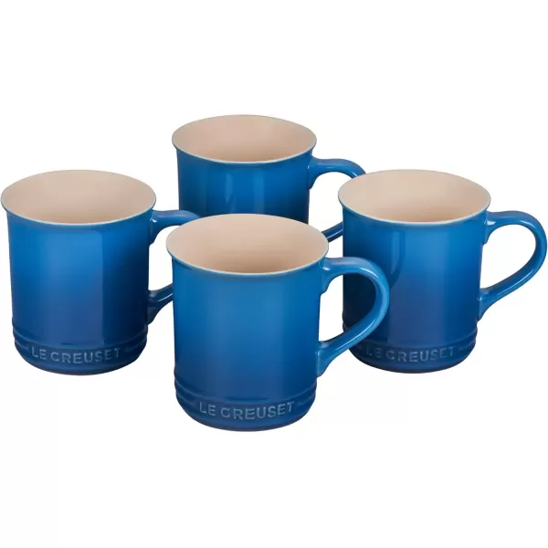 imageLe Creuset Stoneware Set of 4 Mugs 14 oz each OysterMarseille