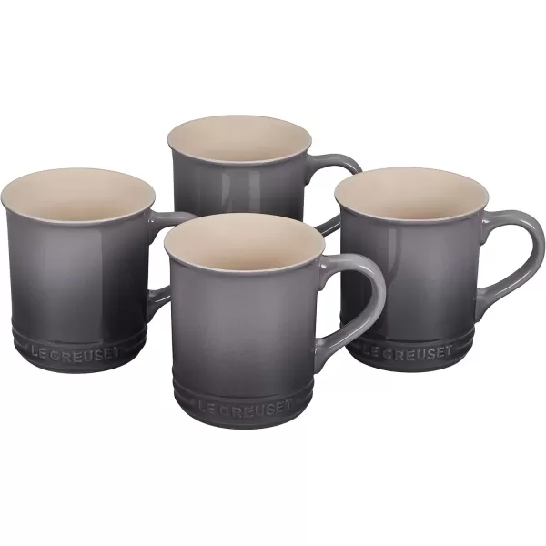 imageLe Creuset Stoneware Set of 4 Mugs 14 oz each OysterOyster