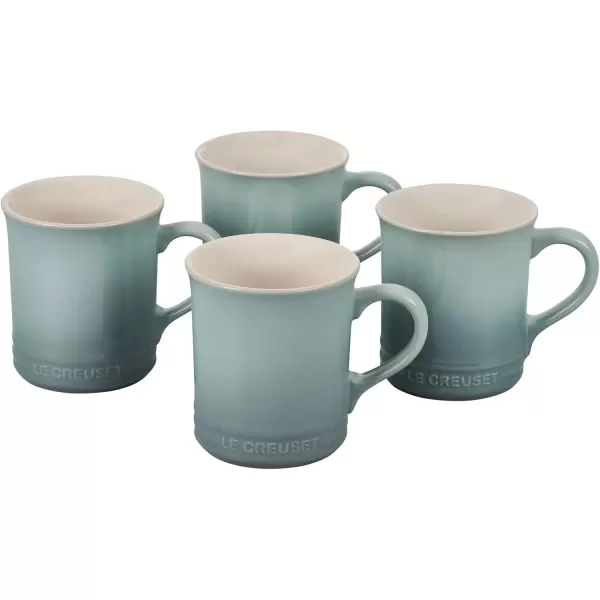 imageLe Creuset Stoneware Set of 4 Mugs 14 oz each OysterSea Salt