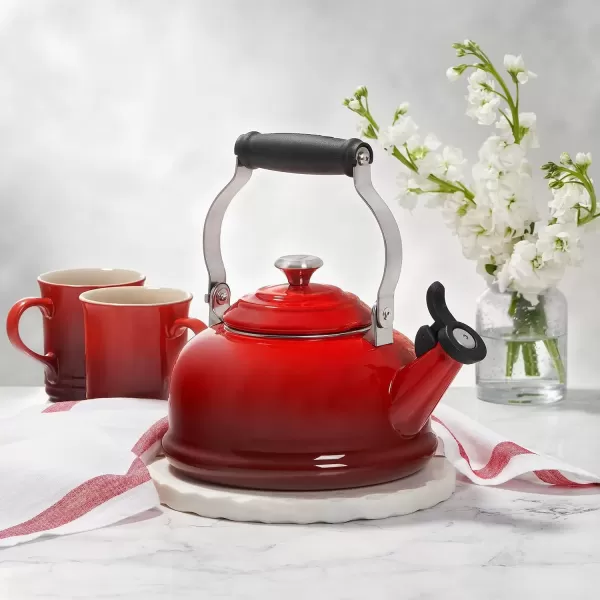 imageLe Creuset Enamel on Steel Whistling Tea Kettle with Gold Finishes 17 qt PersimmonPersimmon