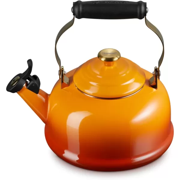 imageLe Creuset Enamel on Steel Whistling Tea Kettle with Gold Finishes 17 qt PersimmonPersimmon