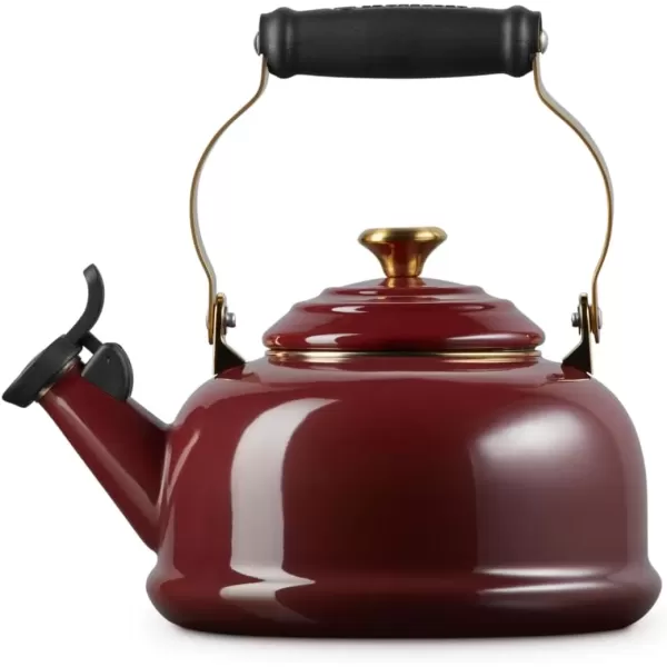 imageLe Creuset Enamel on Steel Whistling Tea Kettle with Gold Finishes 17 qt PersimmonRhone