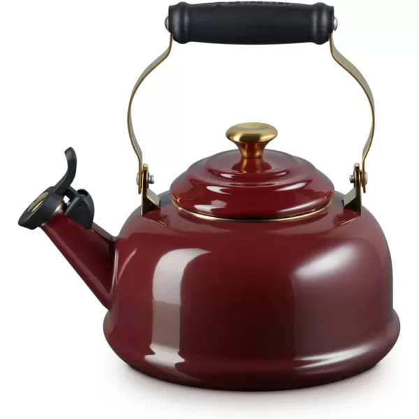 imageLe Creuset Enamel on Steel Whistling Tea Kettle with Gold Finishes 17 qt PersimmonRhone