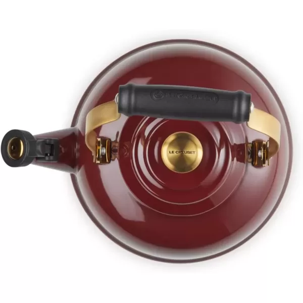 imageLe Creuset Enamel on Steel Whistling Tea Kettle with Gold Finishes 17 qt PersimmonRhone