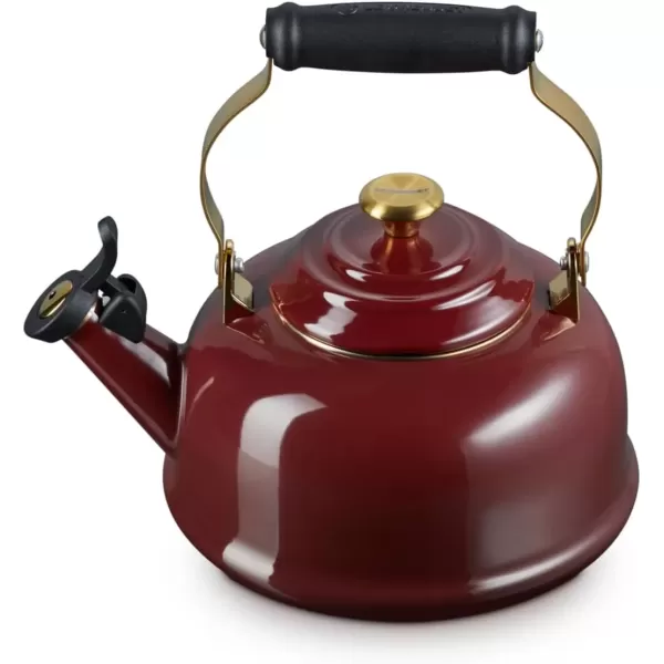 imageLe Creuset Enamel on Steel Whistling Tea Kettle with Gold Finishes 17 qt PersimmonRhone