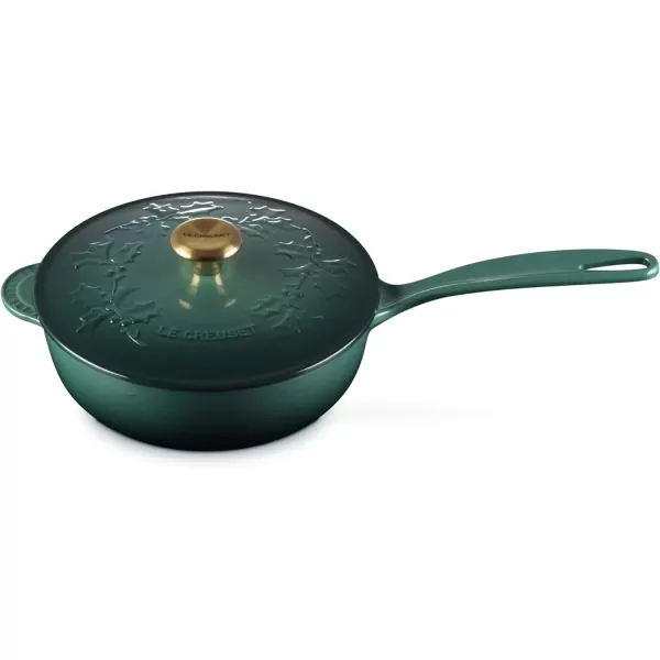 imageLe Creuset Enameled Cast Iron Holly Collection Saucier 225 qt Artichaut with Gold KnobArtichaut