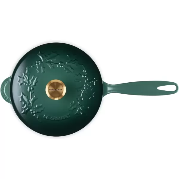 imageLe Creuset Enameled Cast Iron Holly Collection Saucier 225 qt Artichaut with Gold KnobArtichaut