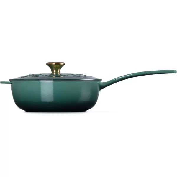 imageLe Creuset Enameled Cast Iron Holly Collection Saucier 225 qt Artichaut with Gold KnobArtichaut