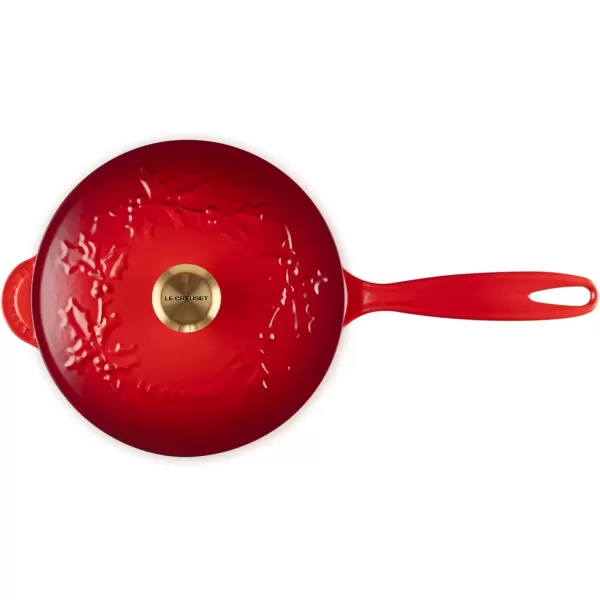 imageLe Creuset Enameled Cast Iron Holly Collection Saucier 225 qt Artichaut with Gold KnobCerise