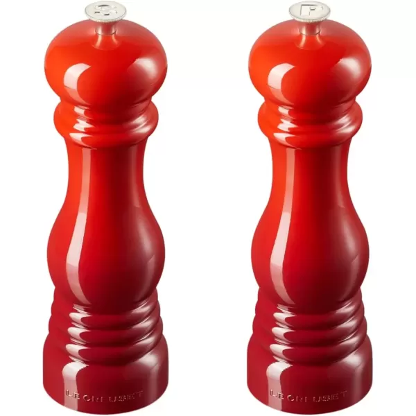 imageLe Creuset Salt and Pepper Mill Set 8quot x 2 12quot each Black ampamp WhiteCerise