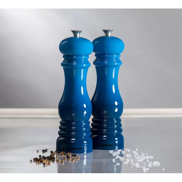 imageLe Creuset Salt and Pepper Mill Set 8quot x 2 12quot each Black ampamp WhiteFlame