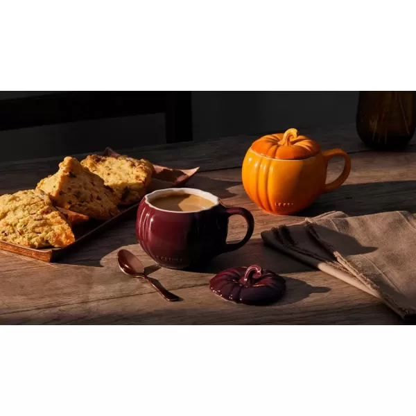 imageLe Creuset Stoneware Pumpkin Mug with Lid 14 oz RhoneOlive