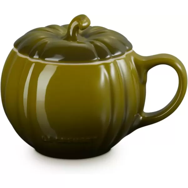 imageLe Creuset Stoneware Pumpkin Mug with Lid 14 oz RhoneOlive