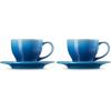 imageLe Creuset Stoneware Set of 2 Cappuccino Cups and Saucers  7 oz each WhiteMarseille