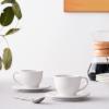 imageLe Creuset Stoneware Set of 2 Cappuccino Cups and Saucers  7 oz each WhiteWhite
