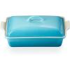 imageLe Creuset Stoneware Heritage Covered Rectangular Casserole 4 qt 12quot x 9quot WhiteCaribbean