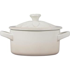 imageLe Creuset Stoneware Mini Round Cocotte with Flower Lid 8oz MeringueMeringue