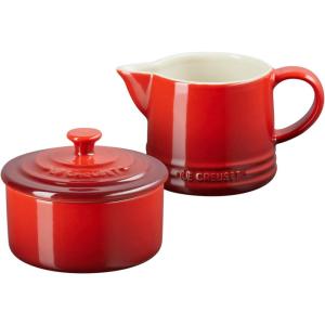 imageLe Creuset Stoneware Signature Cream ampamp Sugar Set Cerise Cream 300 ml Sugar 8ozCerise