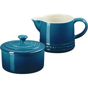 imageLe Creuset Stoneware Signature Cream ampamp Sugar Set Cerise Cream 300 ml Sugar 8ozDeep Teal