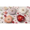 imageLe Creuset Enameled Cast Iron Traditional Shallow Heart Cocotte 125 Qt Peche Light Gold Heart KnobCerise