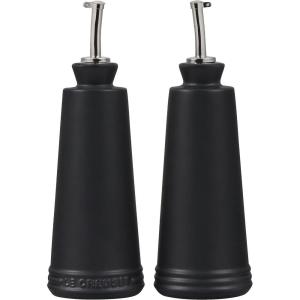 imageLe Creuset Signature Stoneware Oil ampamp Vinegar set 10 oz each WhiteBlack Onyx