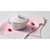 imageLe Creuset Mon Coeur Collection Stoneware Classic Round Mini Cocotte 8 Oz White with Hearts