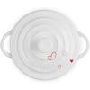 imageLe Creuset Mon Coeur Collection Stoneware Classic Round Mini Cocotte 8 Oz White with Hearts