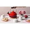 imageLe Creuset Mon Coeur Collection Stoneware Classic Round Mini Cocotte 8 Oz White with Hearts