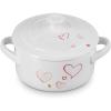 imageLe Creuset Mon Coeur Collection Stoneware Classic Round Mini Cocotte 8 Oz White with Hearts