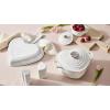 imageLe Creuset Signature Enameled Cast Iron Figural Heart Cocotte 2 Quart Cerise with Stainless Steel KnobSea Salt