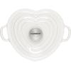 imageLe Creuset Signature Enameled Cast Iron Figural Heart Cocotte 2 Quart Cerise with Stainless Steel KnobWhite