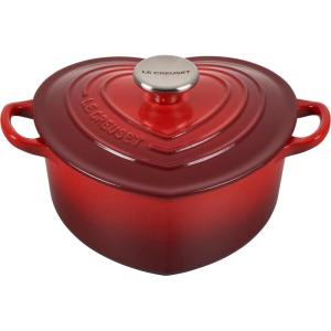 imageLe Creuset Signature Enameled Cast Iron Figural Heart Cocotte 2 Quart Cerise with Stainless Steel KnobCerise