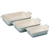imageLe Creuset Stoneware Heritage Set 3 Rectangular Dishes PecheSea Salt