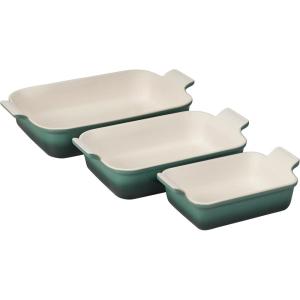 imageLe Creuset Stoneware Heritage Set 3 Rectangular Dishes PecheArtichaut