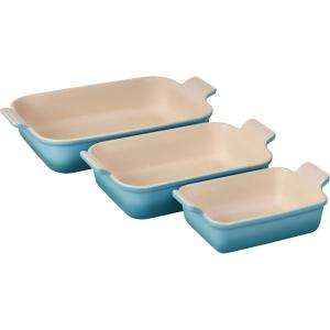imageLe Creuset Stoneware Heritage Set 3 Rectangular Dishes PecheCaribbean