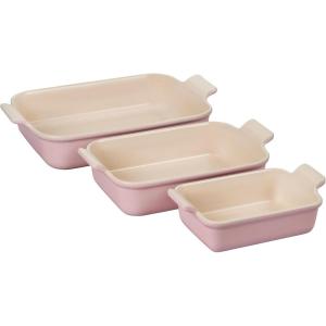 imageLe Creuset Stoneware Heritage Set 3 Rectangular Dishes PecheChiffon Pink